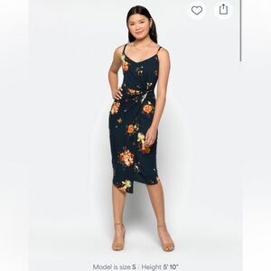 Knit Fitted Midi Dress- Navy Floral